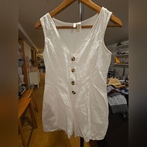 Japna White Linen Blend Romper Shorts Size S